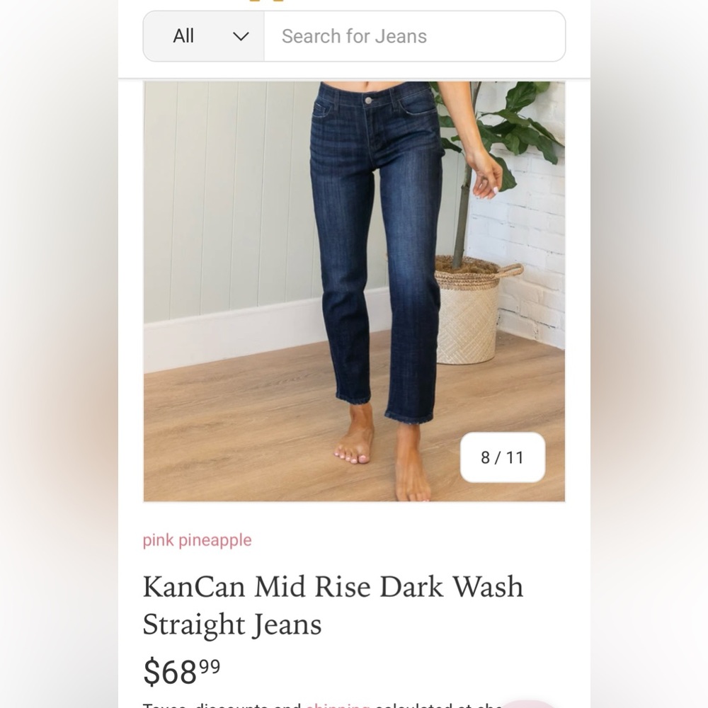KanCan Women's Dark Blue Straight Leg Jeans